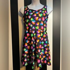 2010’s Piedmont Boutique Bright Optical Illusion Heart Pattern Skater Dress; XL